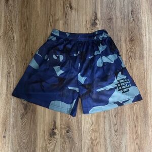 Eric Emanuel Blue and Black Camouflage Athletic Shorts